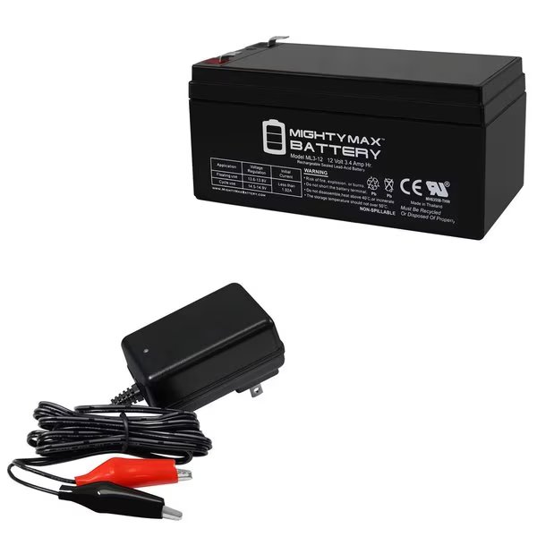 12V 3AH SLA Replacement Battery for E102T Monitor Data Electronics With 12V 1Amp Charger, Mighty Max Battery, Mfr#: MAX3948439